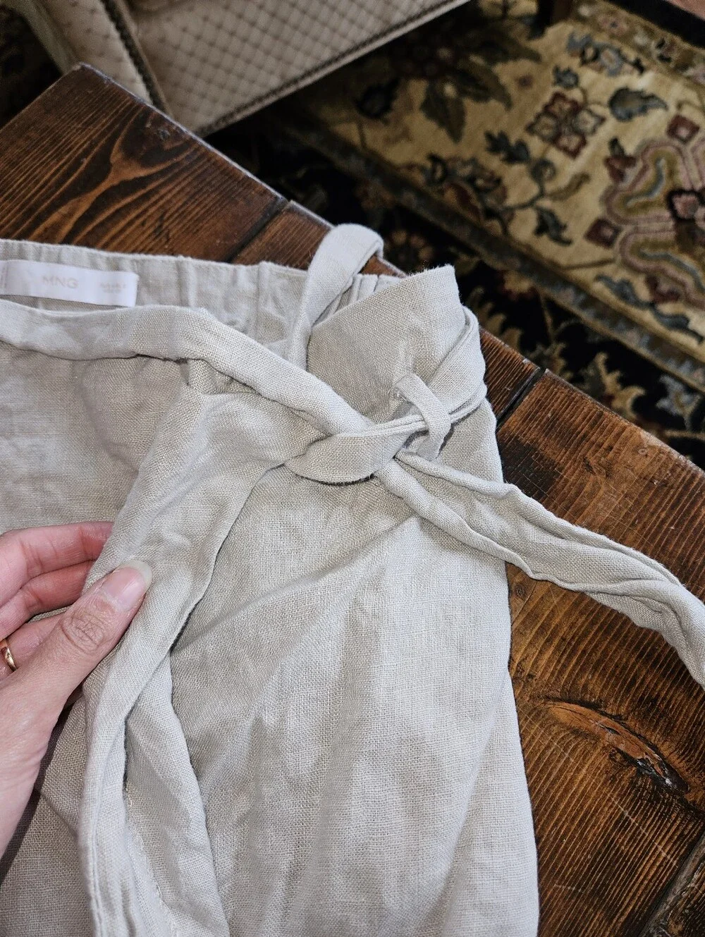100% Linen Mango Wrap Skirt - Picture 4 of 5